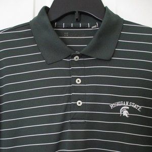 Michigan State Spartans Mens S/S Green Polo Shirt - Size Large